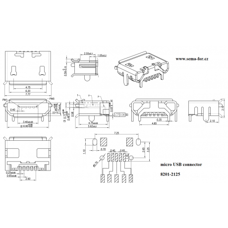 konektor micro USB B 5 pin female 4
