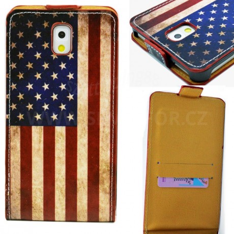 Samsung Galaxy Note 3 N9000 - 5,7" flipové pouzdro - vzor US vlajka