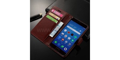 Meizu Pro 6 5,2" - hnědé kožené flipové pouzdro 