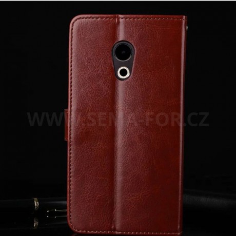 Meizu Pro 6 5,2" - hnědé kožené flipové pouzdro 