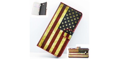 Sony Xperia M2 - 4,8" - koženkové flipové pouzdro - vzor US flag