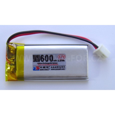 baterie ZC LION 3,7V 600mAh,50*22*5mm 2pin