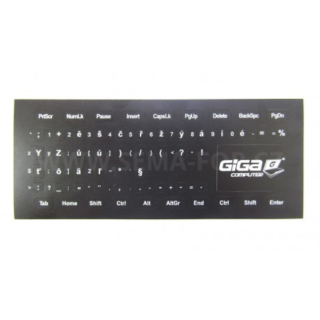 nálepky na klávesnici CS černé s bílým potiskem GC