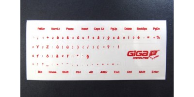 nálepky na klávesnici CS průhledné s červeným potiském GC