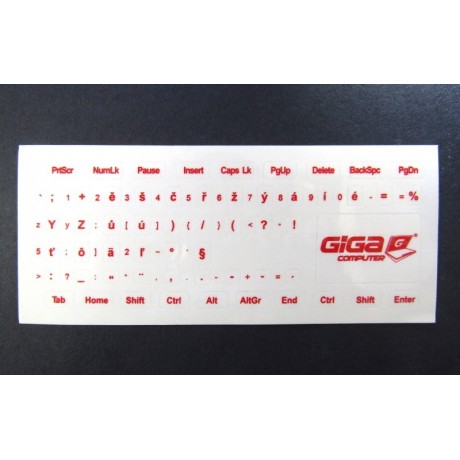 nálepky na klávesnici CS průhledné s červeným potiském GC