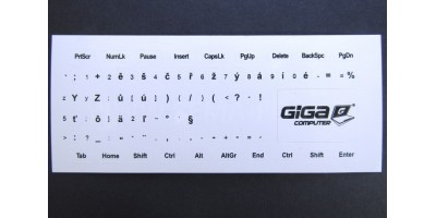 nálepky na klávesnici CS bílé s černým potiskem GC