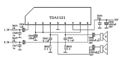 zesilovač pro mp3 set 2x15W