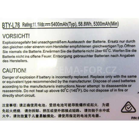 baterie MSI GS70 GS72 GS60 Series Erazer X7613 MD98802 MS-1771 XMG C703 BTY-L76 11.1V 5400 mAh