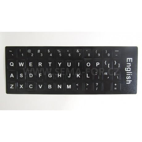 nálepky na klávesnici abeceda (english) - černé s bílým potiskem