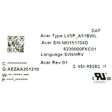 klávesnice Acer Aspire 5755 5830 V3-551 V3-571 V3-771 black CZ/SK no frame