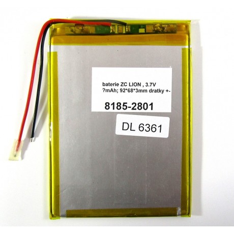 baterie ZC LION , 3.7V 3000mAh 90*60*3mm +- drat