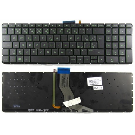 klávesnice HP Pavilion 15-AB, 15-AK black CZ česká, no frame - podsvit - green print