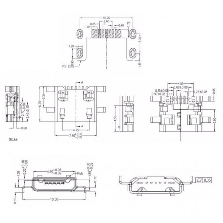 konektor micro USB B 5 pin female 17