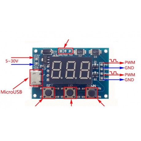 XY-LPWM generátor pulsní frekvence 1Hz-150Khz 3.3V-30V Board LCD Module 