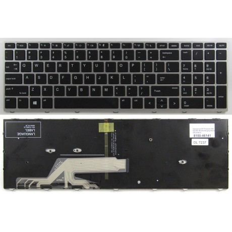 klávesnice HP Probook 450 G5 455 G5 470 G5 black US podsvit - silver frame