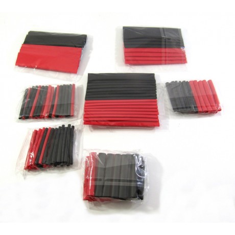 smršťovací bužírka černá / červená - sada 127 ks