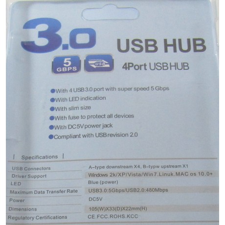 Húb USB 3.0 4 port biely