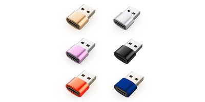 Průchozí redukce USB, micro  USB C zlatá