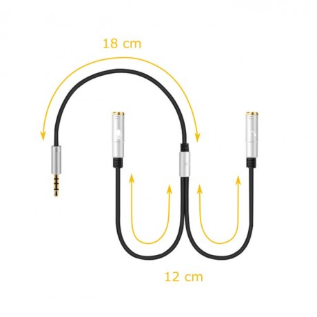 Rozdvojka 3,5mm jack na sluchátka a mikrofon kabelová