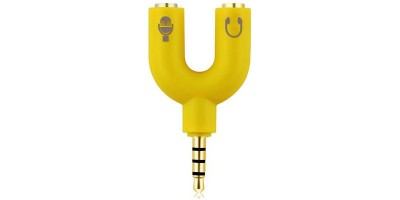 Rozdvojka jack 3,5" na slúchadlá a mikrofón žltá