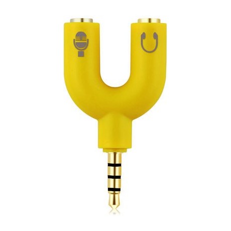 Rozdvojka jack 3,5" na slúchadlá a mikrofón žltá