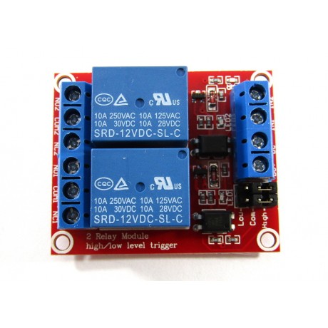 Modul 2x spínacie relé - 12V / 250V, 10A AC / 30V, 10A DC