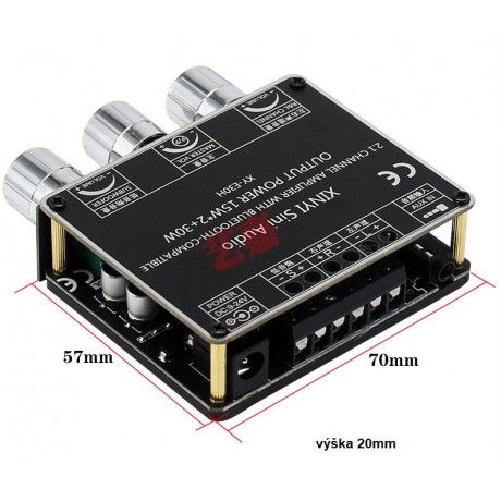 HIFI zosilňovač XINYI 2.1 2x15W 1x30W subwoofer BT