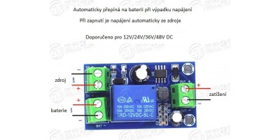 Relé - modul núdzového zapínania pri výpadku prúdu DC12-48V