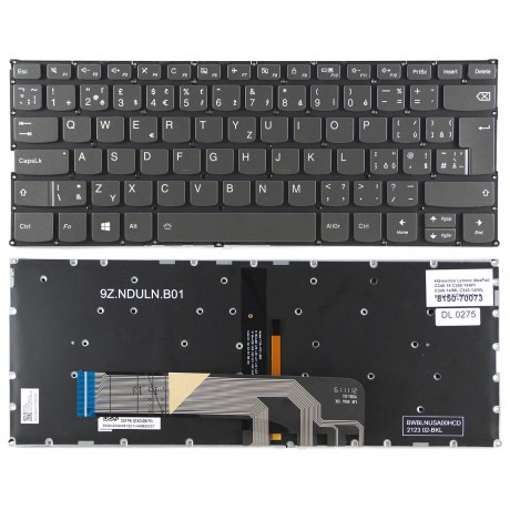 Czech keyboard Lenovo IdeaPad C340-14 C340-14API C340-14IML C340-14IWL gray UK/CZ/SK reprint backlight