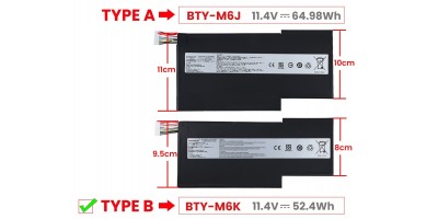 Battery BTY-M6K for MSI MS-16K3 GF65 GF63 MS-17B4 - 11.4V 4600mAh