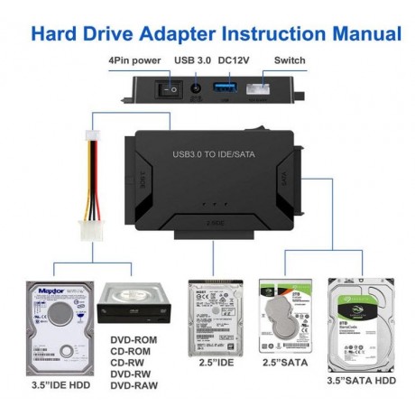 USB 3.0 to SATA/IDE 2.5"/3.5" HDD SSD adaptér