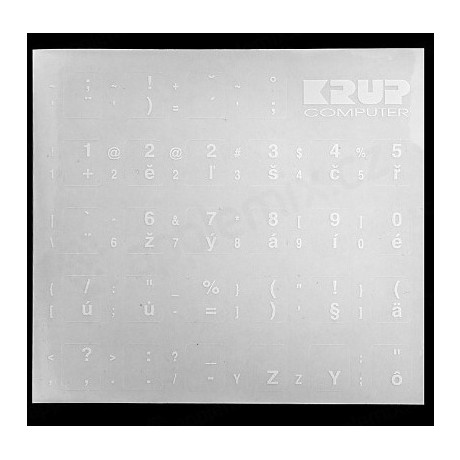 Czech stickers on white keyboard