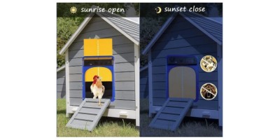 Automatic door for hens - orange-blue