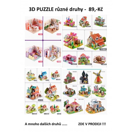 3D Puzzle dětské - zámky, doma, zoo ...