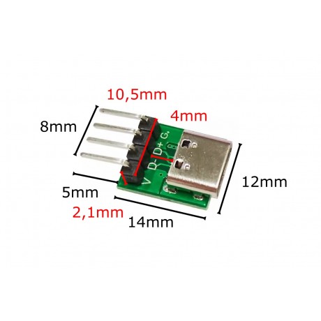 Konektor micro USB-C female board 4pin 01