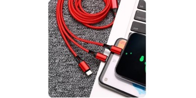 USB-Schnellladekabel 3in1 1m rot - Micro,,iPod