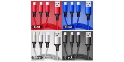 USB rýchlonabíjací kábel 3v1 1m červený - micro, iPod