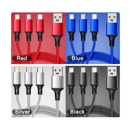 USB fast charging cable 3in1 1m red - micro,,iPod