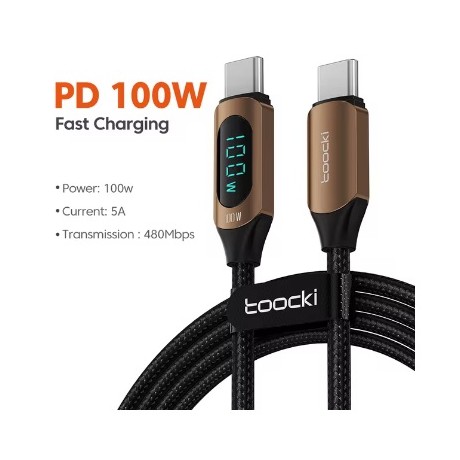 USB C to USB c rýchlonabíjací kábel 100W hnedý, 1m