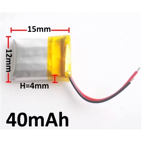 Batéria ZC LI-POL 3,7 V 40mAh, 15 * 12 * 4mm + - drôtiky