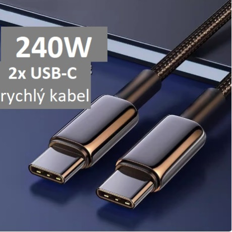 Fast charging data cable 2x USB-C, 2m, 240W, black