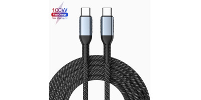 Fast charging data cable 2x USB-C, 2m, 240W, black