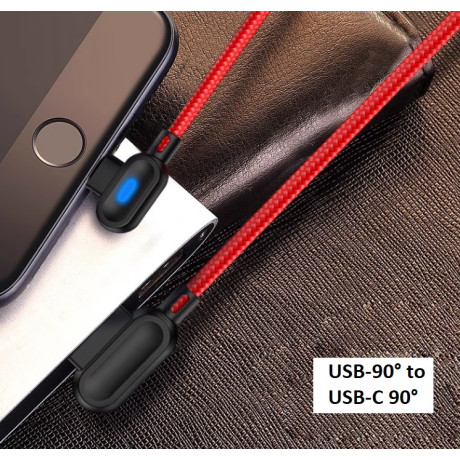 Schnellladedatenkabel USB auf USB-C 90°, 2m, 240W, blau