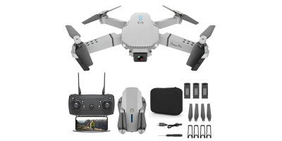 SET Dron E88 Nova s Kamerou, Wifi, 3 Batérie - šedý