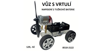 Auto, model na kolečkách, s vrtulí