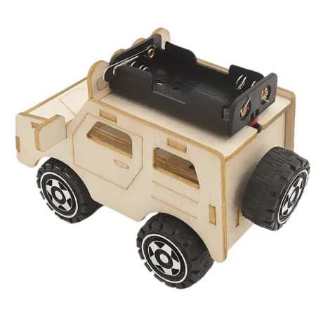 Off-road car, model on wheels, with electric motor
