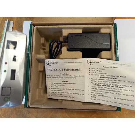 GEMBIRD external box for 3.5" SATA HDD, silver, SATA connection, incl. power adapter