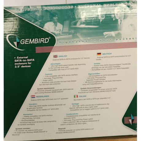 GEMBIRD Externe Box für 3,5" SATA HDD, silber, SATA Anschluss, inkl. Netzteil