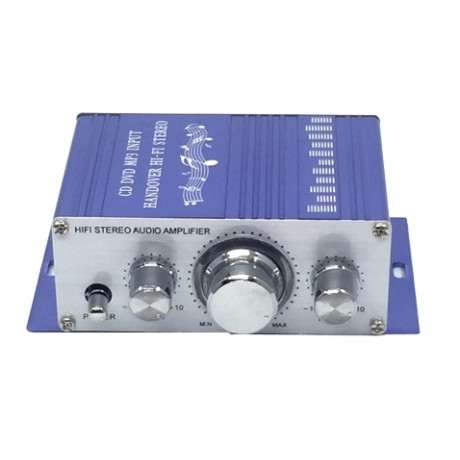 HiFi-Verstärker - Gehäuse 12V, AUX Cinch Eingang, blau