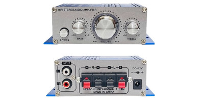 HiFi-Verstärker - Gehäuse 12V, AUX Cinch Eingang, blau